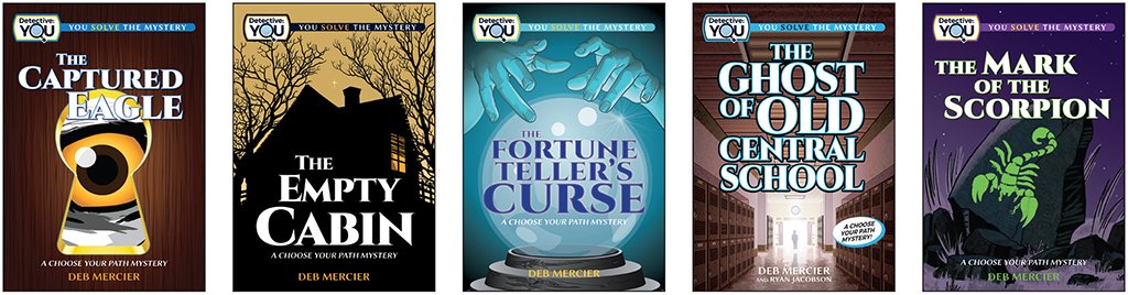 Collection of five book. covers from the Detective: You series